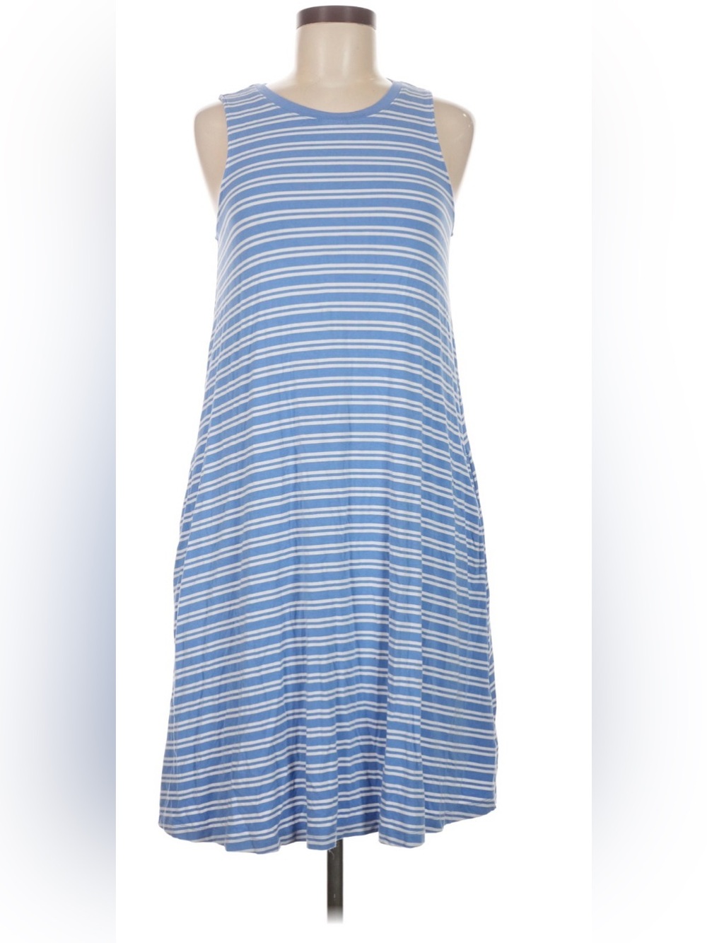 Time and Tru Blue and White Striped Casual Midi Dress size M